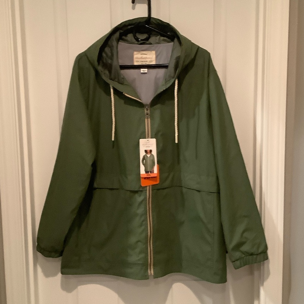 Weatherproof olive green raincoat